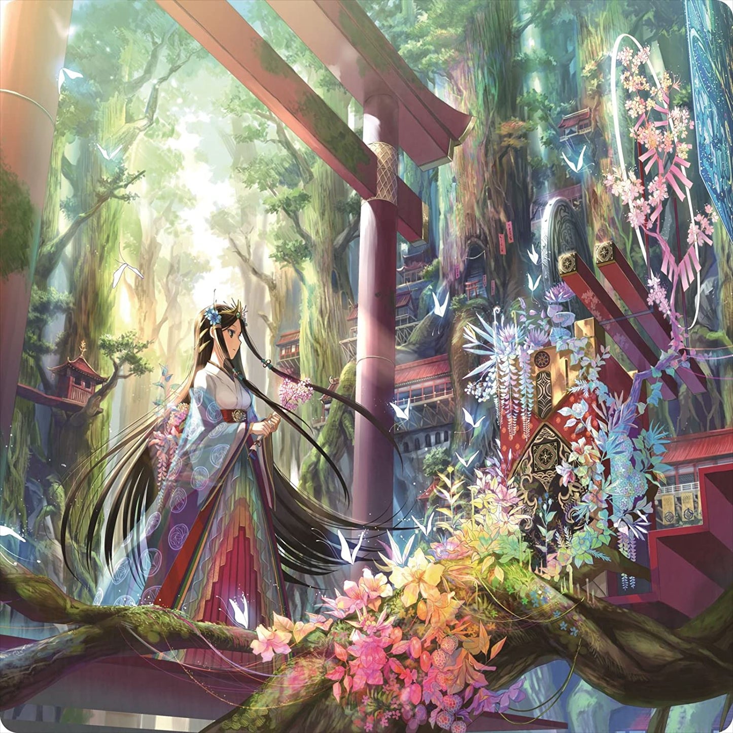 おもちゃの神様 オリジナル ラバープレイマット VSプレイマット Vol.1 「森の彩壇」【illust:藤ちょこ】60×60cmサイズ 厚さ 2mm の特大サイズ! これ1枚で二つのデュエルフィールドを用意! あらゆるカードゲームに利用できる、汎用性の高いプレイマットがついに登場! 遊戯王 ARC-V デュエマ DM MTG、ヴァイスシュバルツ ヴァンガード バディファイト など